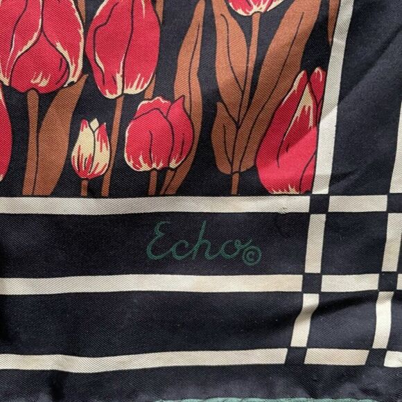 ECHO Vintage Tulip Scarf - 100% Silk - Picture 3 of 7
